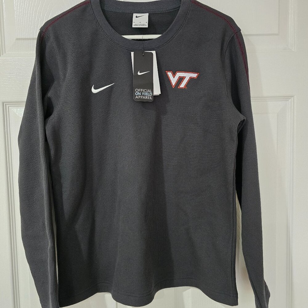 Womens Virginia Tech Nike Long Sleeve‎ Thermal Pullover Gray Medium New with Tag